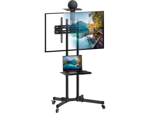 Mount-It! Mobile TV Cart for 37-70 Inch Screens, Height Adjustable Rolling TV Stand with Shelf & Locking Wheels, Portable TV Stand with Tilt, Fits...