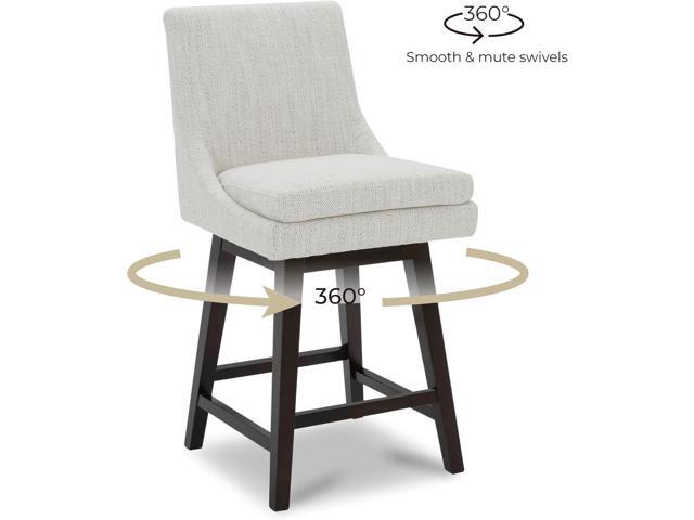 CHITA Bar Height Swivel Barstool with Back Set of 2, FSC Certified Upholstered Bar Stool, 30.7' H Seat Height, Fabric in Ivory