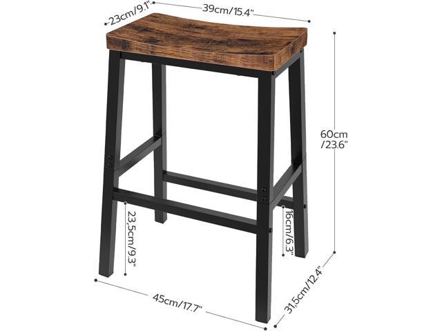 HOOBRO Bar Stools, Set of 2 Bar Chairs, 23.6 Inch Saddle Stools, Kitchen Counter Seat with Footrests, Industrial Barstools for Dining Room,...