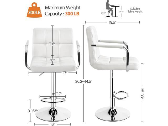 Yaheetech Bar Stools Set of 2, PU Leather Adjustable Swivel Barstools, Hydraulic Kitchen Counter Height Bar Chairs with Armrest and Back for Bar,...