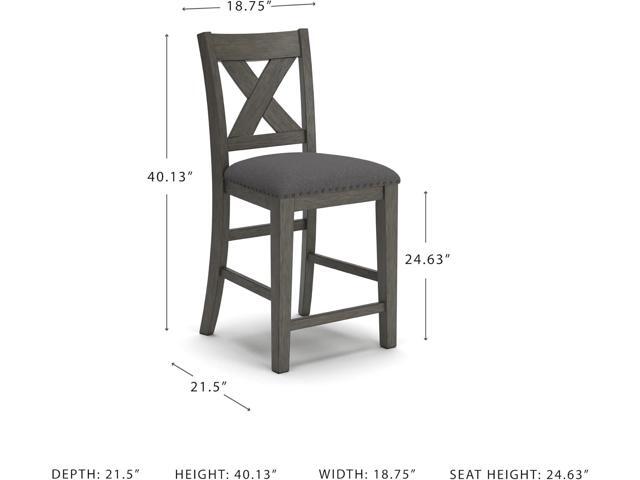 Signature Design by Ashley Caitbrook Rustic 24.63' Counter Height Upholstered Barstool, Set of 2, Gray