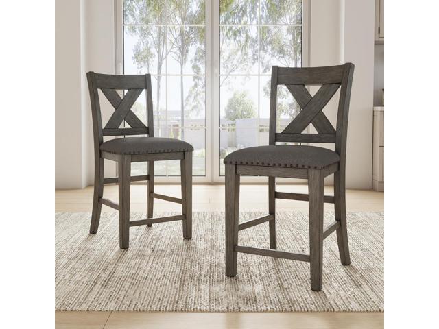 Signature Design by Ashley Caitbrook Rustic 24.63' Counter Height Upholstered Barstool, Set of 2, Gray