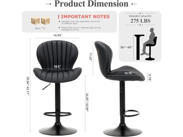 COLAMY Bar Stools Set of 4, Modern Swivel Bar Chairs, Adjustable Faux Leather Upholstered Barstools Counter Height with High Backrest for Bar,...