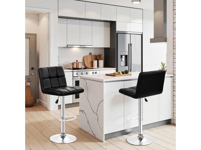 BestOffice Bar Stools Set of 2, Adjustable PU Leather Swivel Barstools, Modern Counter Stools with Back and Footrest, Counter Height Barstools for...