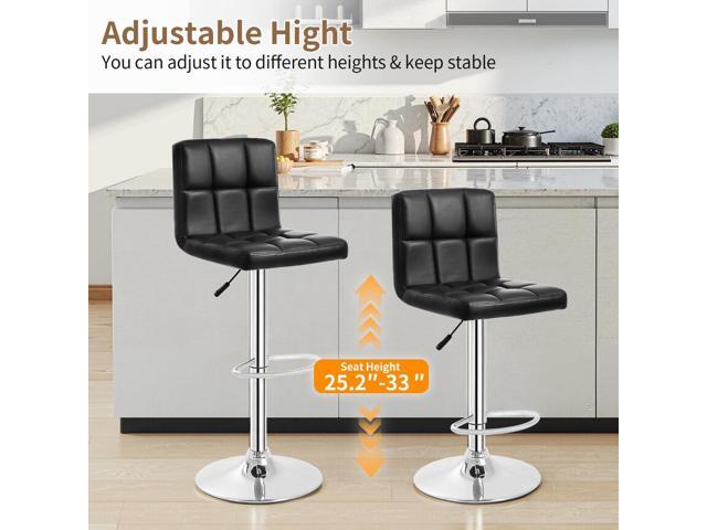 BestOffice Bar Stools Set of 2, Adjustable PU Leather Swivel Barstools, Modern Counter Stools with Back and Footrest, Counter Height Barstools for...