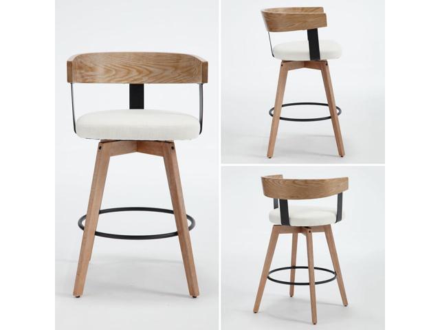 DUOMAY Swivel Bar Stools Set of 4-26' Counter Height Bar Stool with Footrest - Modern Wood Barstools with Linen Upholstered Seat - 360-Degree...