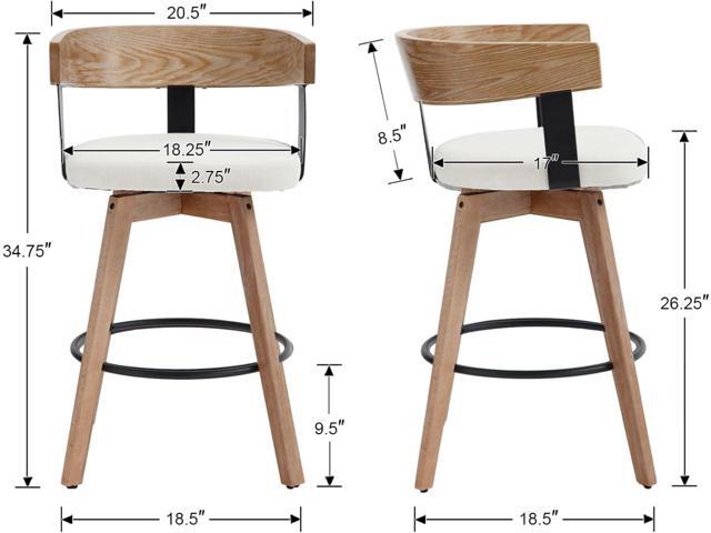 DUOMAY Swivel Bar Stools Set of 4-26' Counter Height Bar Stool with Footrest - Modern Wood Barstools with Linen Upholstered Seat - 360-Degree...