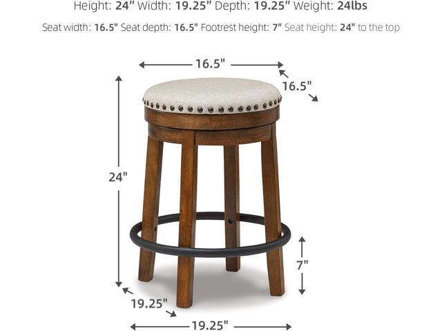 Signature Design by Ashley Valebeck 24' Counter Height Upholstered Swivel Stool, Brown & Black