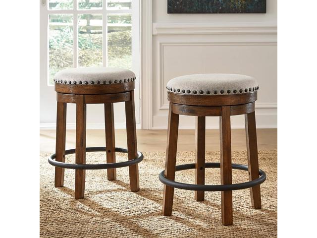 Signature Design by Ashley Valebeck 24' Counter Height Upholstered Swivel Stool, Brown & Black