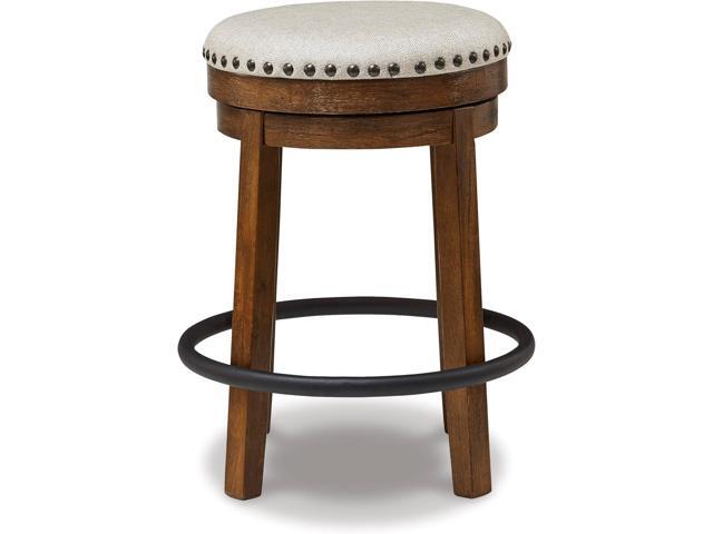 Signature Design by Ashley Valebeck 24' Counter Height Upholstered Swivel Stool, Brown & Black