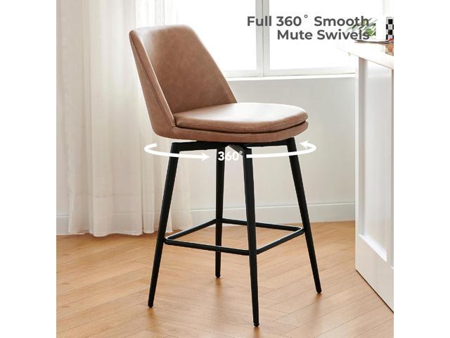 CHITA Swivel Bar Stools, 27.2' Counter Height Bar Stools Set of 3, FSC Certified Upholstered Modern Counter Stools, Metal Legs, Faux Leather,...