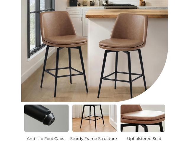 CHITA Swivel Bar Stools, 27.2' Counter Height Bar Stools Set of 3, FSC Certified Upholstered Modern Counter Stools, Metal Legs, Faux Leather,...