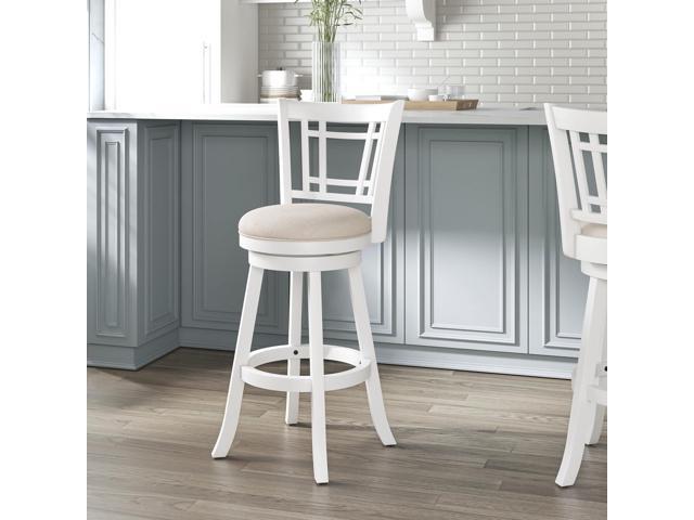 Hillsdale Fairfox Swivel Stool with Rectangular Lattice Back, Bar Height, White
