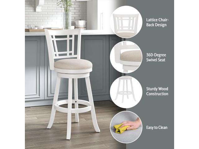 Hillsdale Fairfox Swivel Stool with Rectangular Lattice Back, Bar Height, White