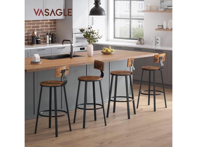 VASAGLE Bar Stools Set of 2, Bar Height Stools, 28.9 Inches Counter Barstools Chairs with Back for Dining Kitchen Island, Steel Frame, Industrial...