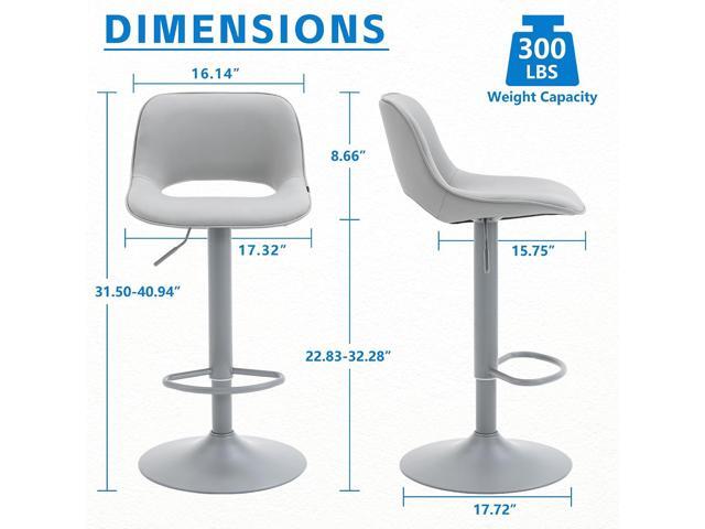 YOUNIKE Bar Stools Set of 2 All Grey Swivel Barstools, Adjustable Counter Height Bar Stools Faux Leather Upholstered Counter Stools with Hollow...