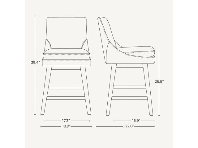 CHITA Counter Height Swivel Barstool with Back Set of 2, FSC Certified Upholstered Faux Leather Swivel Bar Stool, 26.8' H Seat Height, PU Leather...
