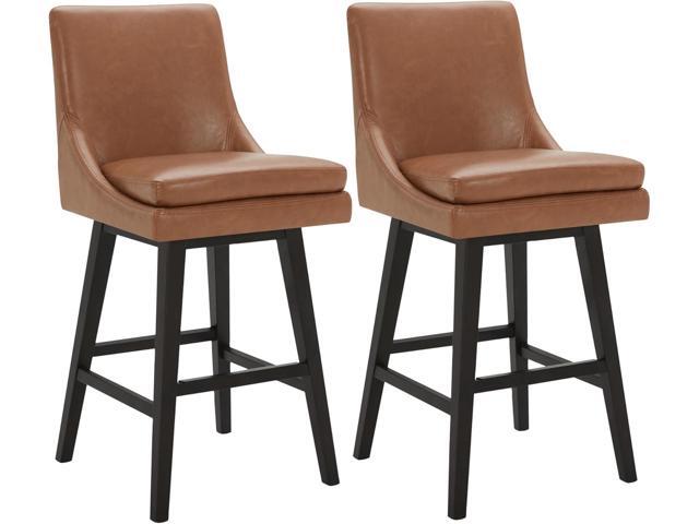 CHITA Counter Height Swivel Barstool with Back Set of 2, FSC Certified Upholstered Faux Leather Swivel Bar Stool, 26.8' H Seat Height, PU Leather...