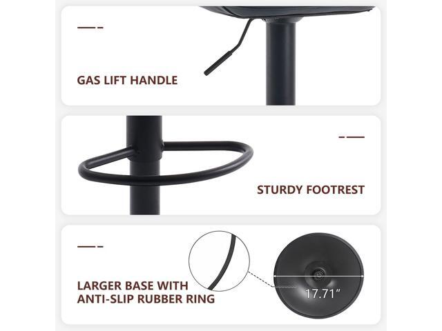 Kidol & Shellder Bar Stools Set of 2 Adjustable Swivel Black, PU Leather Upholstered with Back, Modern Counter Height Stools for Kitchen Island,...