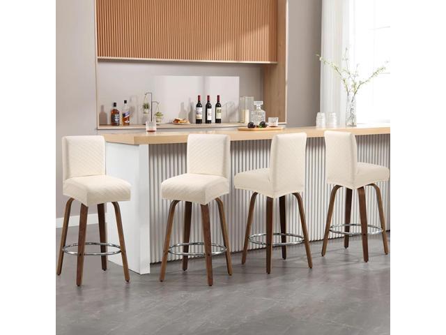 Waterproof Bar Stool Covers 4 PCS, Stretch Chair Slipcover for Pub Tall Chair with Backs Counter Barstool Cover Removable Washable (Beige)