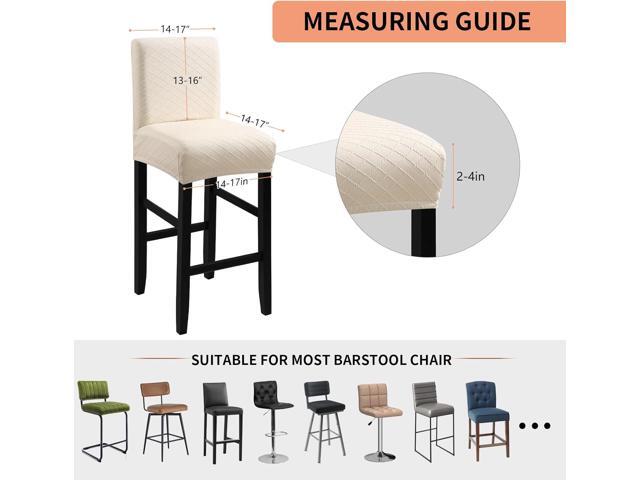 Waterproof Bar Stool Covers 4 PCS, Stretch Chair Slipcover for Pub Tall Chair with Backs Counter Barstool Cover Removable Washable (Beige)