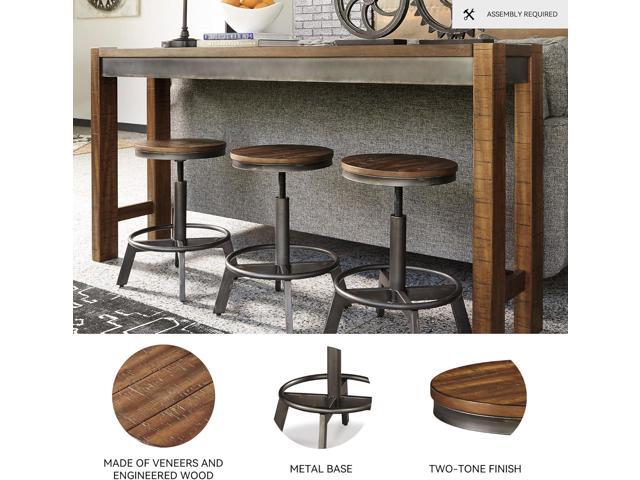 Signature Design by Ashley Torjin Industrial 24' Adjustable Height Barstool, 2 Count, Brown