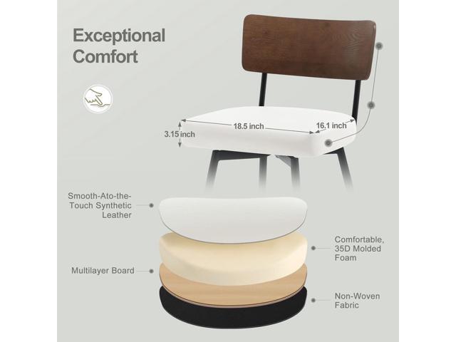 Counter Height Swivel Bar Stools Set of 3, Upholstered Faux Leather Barstools with Wood Backs and Metal Legs, 26' Seat Height Counter Bar Stool for...