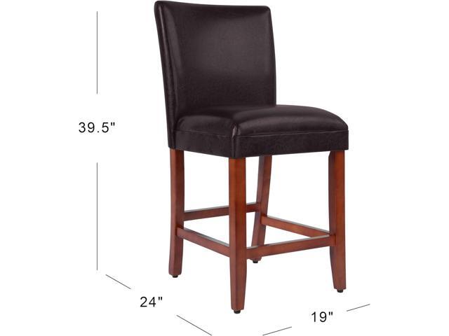 Homepop Home Decor Classic Counter Height Bar Stools Faux Leather 24 Inch Bar Stools Decorative Home Furniture (Brown Faux)