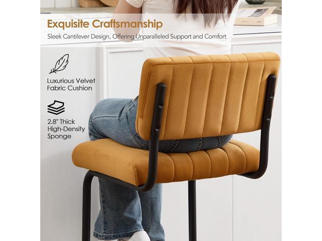 ONEVOG 30 Inch Modern Bar Stools Set of 2, Upholstered Mid Century Modern Bar Height Stools Chairs with Tufted Cushion and Backs, Velvet Fabric...