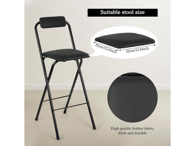 Thyle 2 Pcs Folding Bar Stool with Backrest, Tall Foldable Stool Chair Portable High Folding Bar Chair Counter Height Seat Leather Padded for...