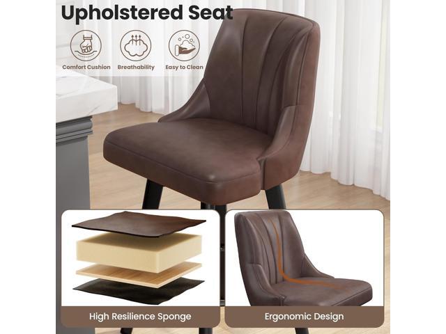Counter Height Swivel Bar Stool, 24' Upholstered PU Leather Barstools Set of 3, Counter Stool Chair with Back & Solid Wood Legs for Kitchen Island...