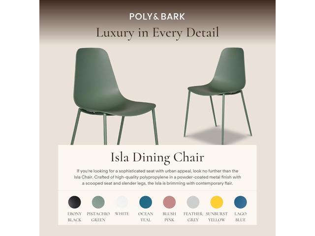 Poly & BARK Isla Modern Kitchen Chairs Set of 4 - Plastic Dining Chair with Metal Legs - Quick Assembly Simple Cafe Chairs Plastic for Indoor or...