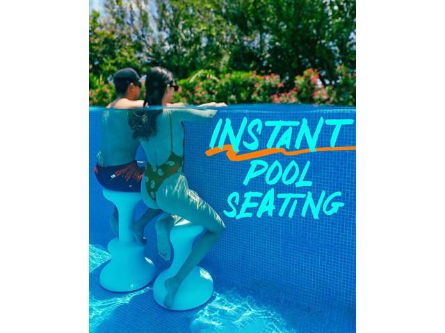 DUNNRITE Products Made in USA Submersible Swim Up Pool Stools for Underwater Use, Bar Stool for Inside Pool and Patio Deck Seating with Foot Rest,...