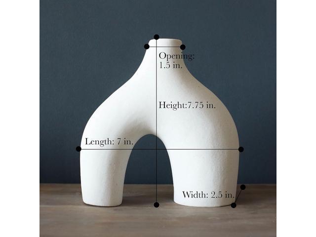 Carrot's Den Donut Vase, Set of 2 - White Large Ceramic Vase - Minimalist Nordic, Hollow Table Centerpiece, Olive Plant, Wedding, Living Room,...