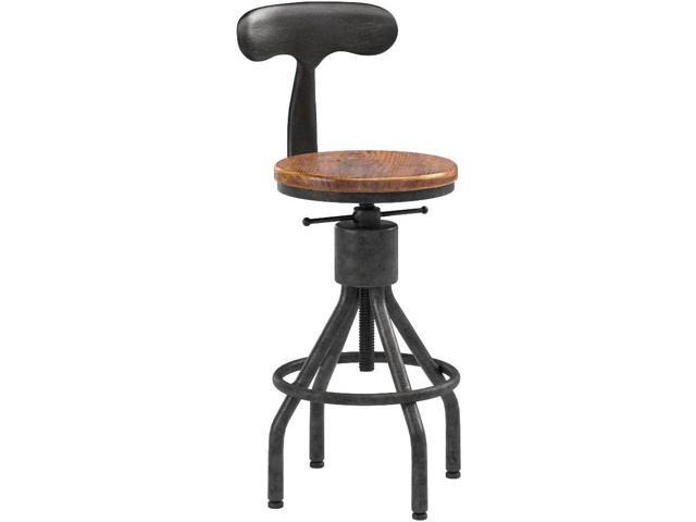 Diwhy Industrial Vintage Bar Stool, Kitchen Counter Height Adjustable Pipe Chair, Cast Iron Stool, Swivel Bar Stool with Backrest, Silver, Fully...