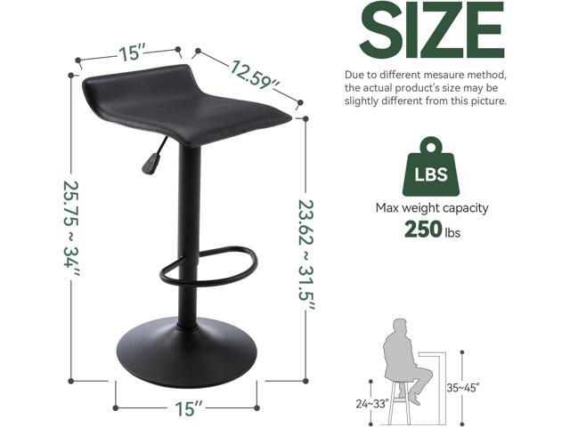 Vogue Furniture Direct Adjustable Bar Stools Set of 2, Modern Swivel PU Leather Airlift Barstools, Backless Kitchen Counter Height Bar Chair for...