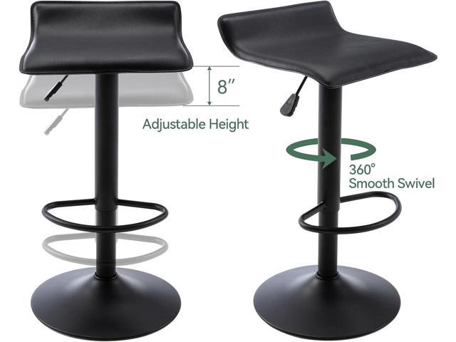 Vogue Furniture Direct Adjustable Bar Stools Set of 2, Modern Swivel PU Leather Airlift Barstools, Backless Kitchen Counter Height Bar Chair for...