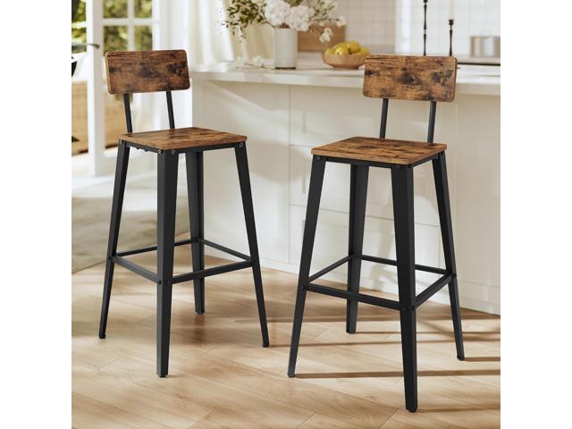 VASAGLE Set of 2 Bar Stools, Bar Height Stools, 29.1 Inches Tall Barstools with Back, Counter Bar Chairs for Kitchen Island, Steel Frame,.