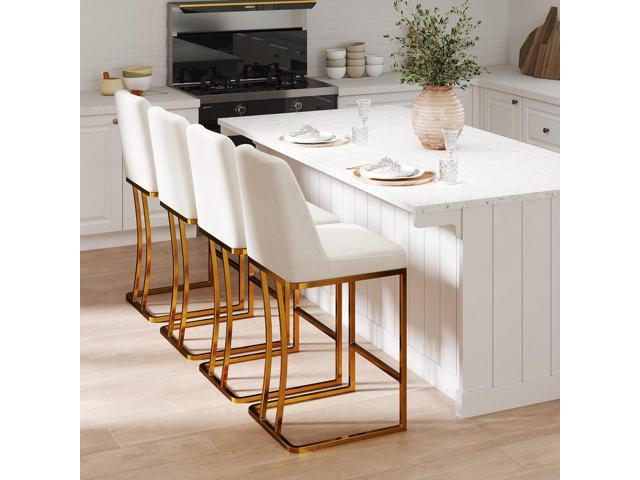 LSSBOUGHT Counter Height Bar Stools Set of 4 24'' Upholstered Padded Barstools with Back Leathaire Counter stools for Kitchen Island Chairs with...