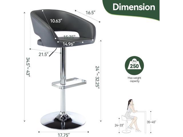 Vogue Furniture Direct Adjustable Bar Stool with Hollow Back and Arms, Modern PU Leather Swivel Barstool, Airlift Counter Height Bar Chair for...