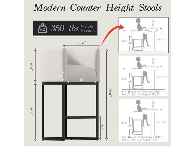 Modern Counter Height Bar Stools,Bar Stools Set of 4,PU Leather Upholstered Barrel Barstools with Backs,26'' Kitchen Island Chairs,Metal Black...