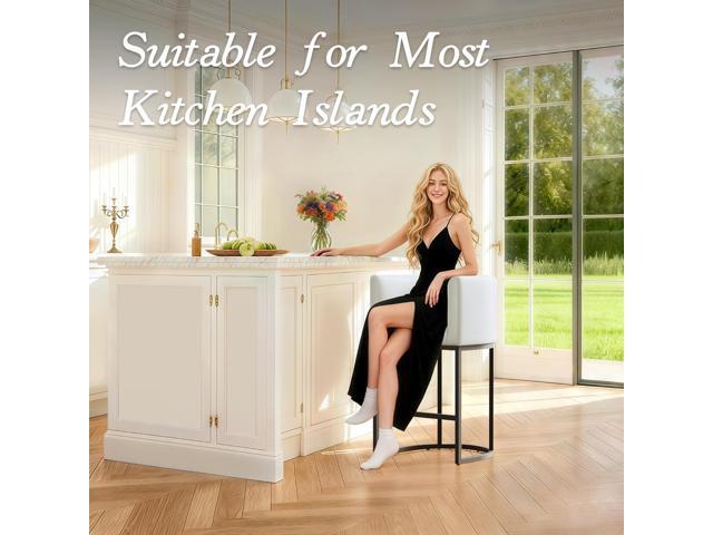 Modern Counter Height Bar Stools,Bar Stools Set of 4,PU Leather Upholstered Barrel Barstools with Backs,26'' Kitchen Island Chairs,Metal Black...