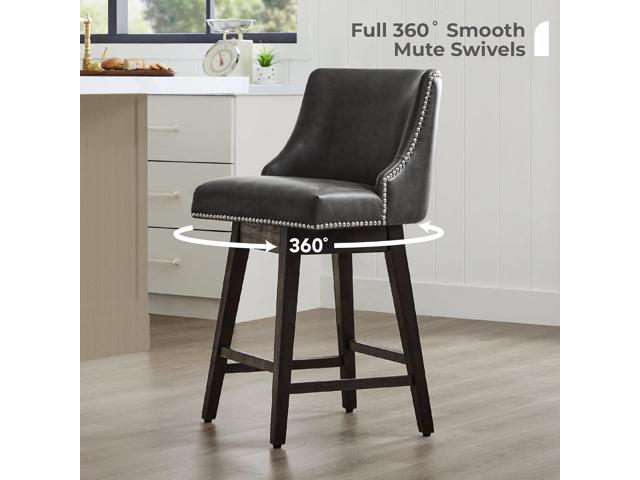 CHITA Counter Height Swivel Bar Stools Set of 2, FSC Certified Upholstered Counter Stools, Modern Swivel Barstools with Wood Legs for Kitchen...