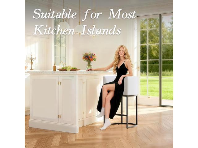 Modern Counter Height Bar Stools,Bar Stools Set of 3,Fabric Upholstered Barrel Barstools with Backs,26'' Kitchen Island Chairs,Metal Black...