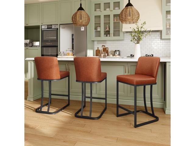 MAISON ARTS Counter Height Bar Stools with Back Set of 4 for Kitchen Counter, 24 Inch Modern Upholstered Faux Leather Barstools Farmhouse Bar...