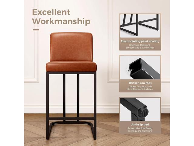 MAISON ARTS Counter Height Bar Stools with Back Set of 4 for Kitchen Counter, 24 Inch Modern Upholstered Faux Leather Barstools Farmhouse Bar...