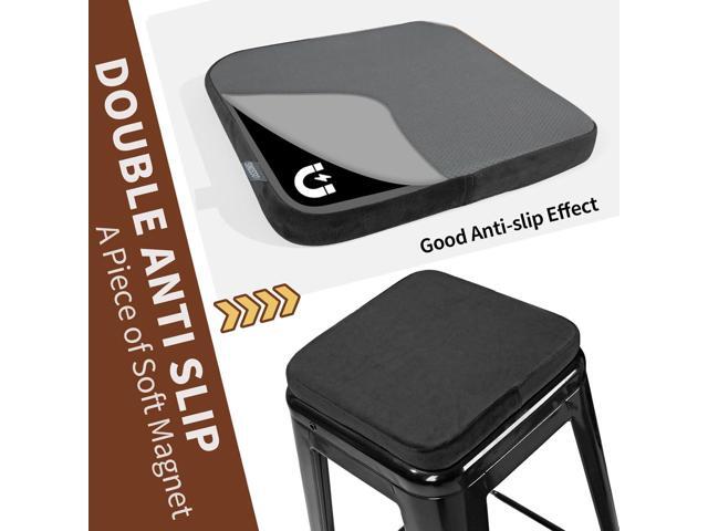 SINOSSO Magnetic Memory Foam Metal Stool Cushions Set of 4, Luxury Velvet Bar Cafe Stackable Chair Seat Pads, Non-Slip & Washable (Square, Black, 4)