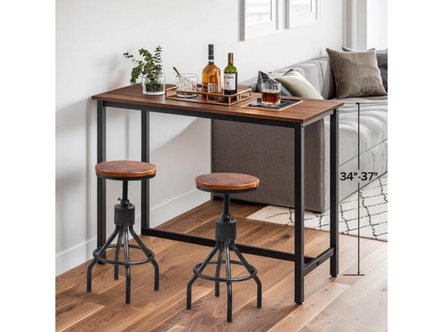 Set of 2 Industrial Bar Stool-Vintage Counter Dining Chair-Swivel Stools-Tall Height Adjustable 22-33'