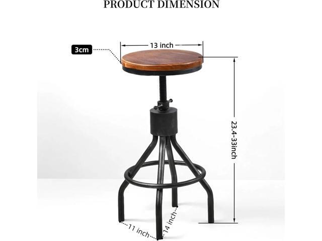 Set of 2 Industrial Bar Stool-Vintage Counter Dining Chair-Swivel Stools-Tall Height Adjustable 22-33'