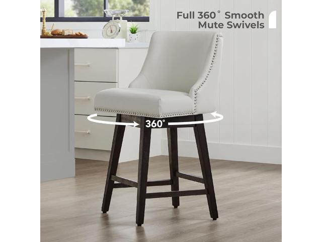 CHITA Counter Height Swivel Bar Stools Set of 2, FSC Certified Upholstered Counter Stools, Modern Swivel Barstools with Wood Legs for Kitchen...